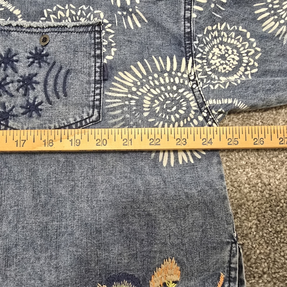 Marrakesh Free People Embroidered Denim Top Jacket NWT Boho Hippie Funky Boxy - Picture 11 of 14